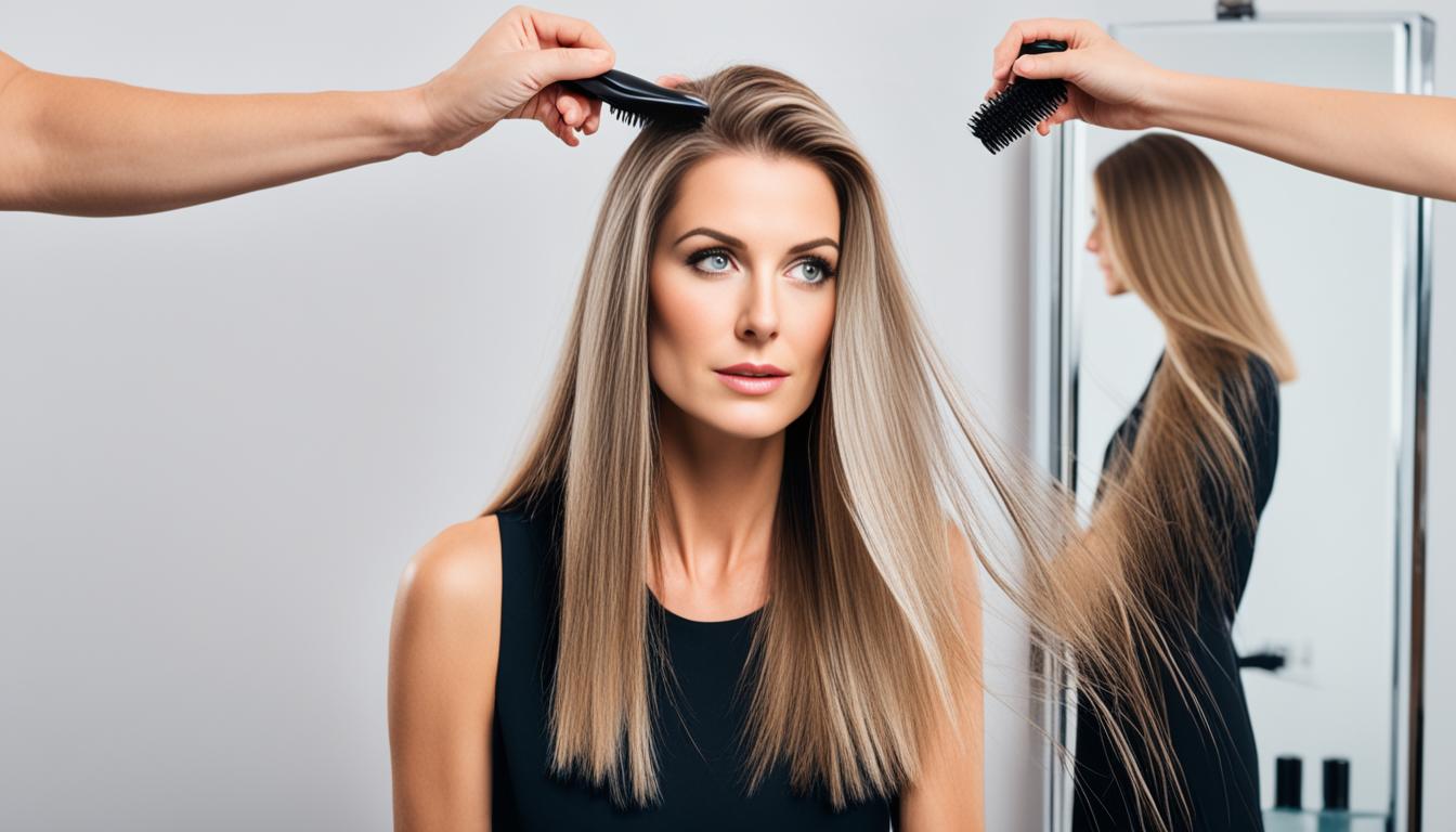 Woman receiving a professional haircut at Styles 'N' Smiles Unisex Salon, Singapore.